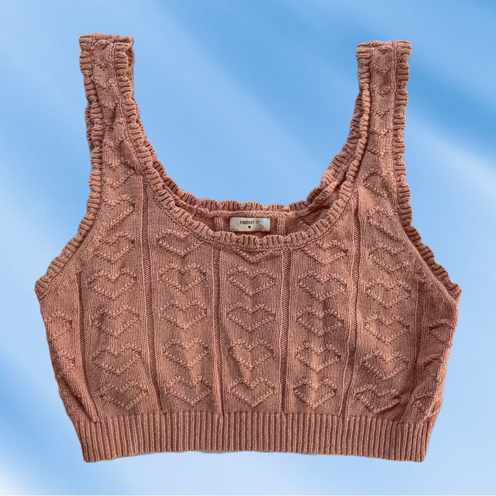 Knit Heart Cropped Tank